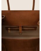 Bolso de mano Bon Voyage de piel aterciopelada coñac - 40x23 cm