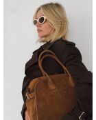 Bolso de mano Bon Voyage de piel aterciopelada coñac - 40x23 cm