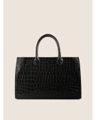 Wild District zwarte leren handtas - 37x13 cm