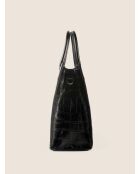 Wild District zwarte leren handtas - 37x13 cm