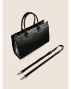 Wild District zwarte leren handtas - 37x13 cm