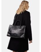 Wild District zwarte leren handtas - 37x13 cm