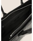 Wild District zwarte leren handtas - 37x13 cm