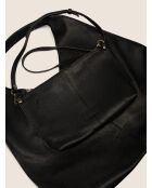 Urban Wanderer zwarte leren schoudertas - 51x10 cm