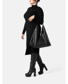 Urban Wanderer zwarte leren schoudertas - 51x10 cm