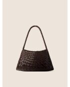Bandolera True Colors Mini de piel marrón oscuro - 33x11 cm