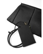 Sac cabas en cuir Lost In France noir - 58x15 cm