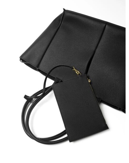 Sac cabas en cuir Lost In France noir - 58x15 cm