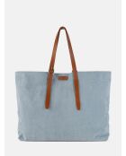 Borsa Big City Life in pelle ed ecopelle celeste - 52x13 cm