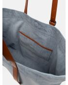 Borsa Big City Life in pelle ed ecopelle celeste - 52x13 cm