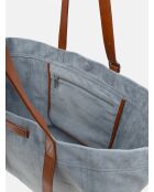 Borsa Big City Life in pelle ed ecopelle celeste - 52x13 cm