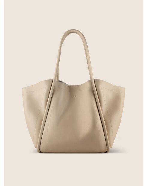 Big Big World New beige leren draagtas - 55x25 cm