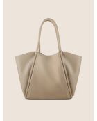 Sac cabas en cuir Big Big World New beige - 55x25 cm