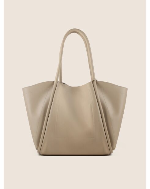 Big Big World New beige leren draagtas - 55x25 cm