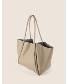 Sac cabas en cuir Big Big World New beige - 55x25 cm