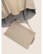 Sac cabas en cuir Big Big World New beige - 55x25 cm