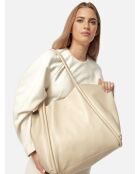 Sac cabas en cuir Big Big World New beige - 55x25 cm