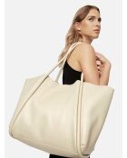 Sac cabas en cuir Big Big World New beige - 55x25 cm