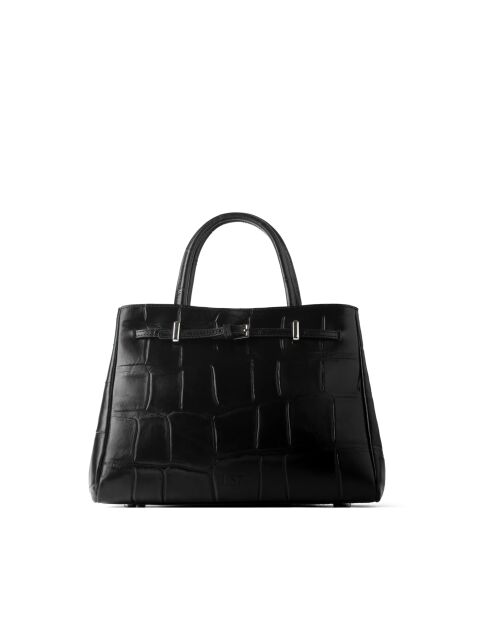 Bolso de mano de piel negra Front Row Ticket - 26x10 cm