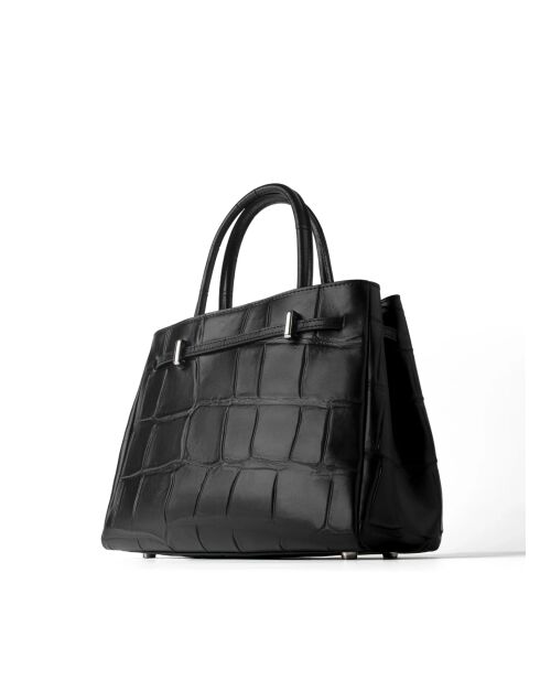 Bolso de mano de piel negra Front Row Ticket - 26x10 cm