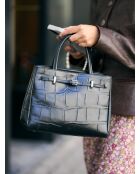 Sac à main en cuir Front Row Ticket noir - 26x10 cm