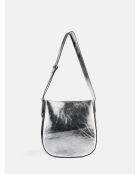 Bandolera Live and Learn de piel plateada - 28x8 cm
