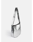 Bandolera Live and Learn de piel plateada - 28x8 cm