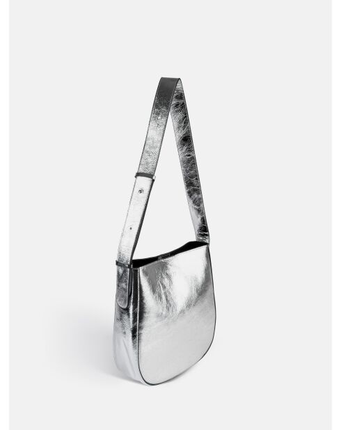 Bandolera Live and Learn de piel plateada - 28x8 cm