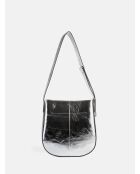 Bandolera Live and Learn de piel plateada - 28x8 cm