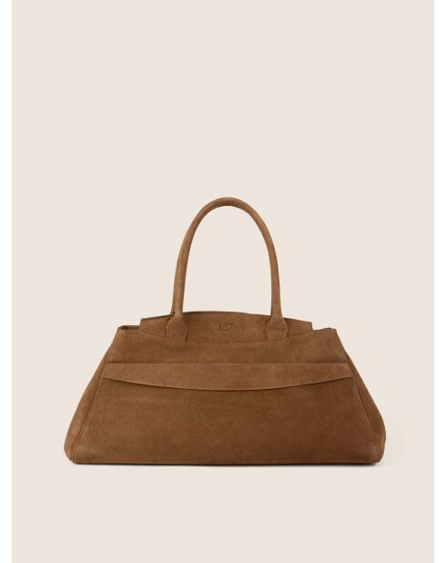 Bolso Arrivederci Roma de terciopelo coñac - 44x18 cm
