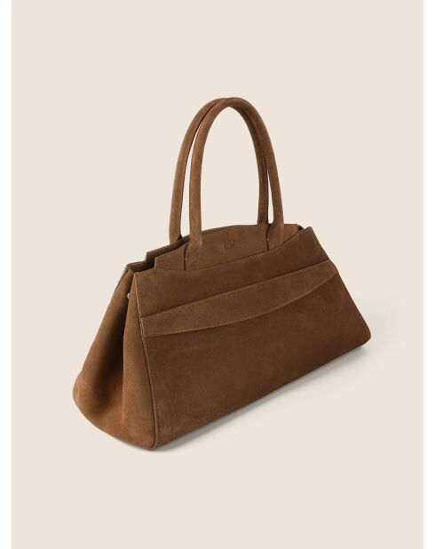 Bolso Arrivederci Roma de terciopelo coñac - 44x18 cm