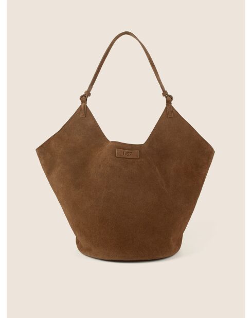 Bolso de hombro Wish You Were Mine de terciopelo coñac - 51x25 cm