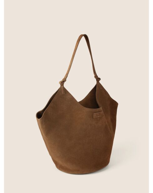 Bolso de hombro Wish You Were Mine de terciopelo coñac - 51x25 cm