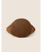 Sac porté épaule en cuir velours Wish You Were Mine cognac - 51x25 cm
