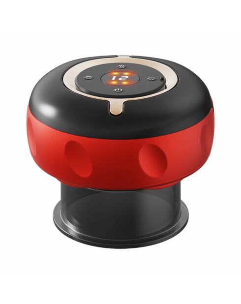 Appareil de ventouses électriques chauffantes 3-en-1 avec massage et lumière rouge, noir et rouge
