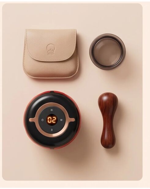 Appareil de ventouses électriques chauffantes 3-en-1 avec massage et lumière rouge, noir et rouge