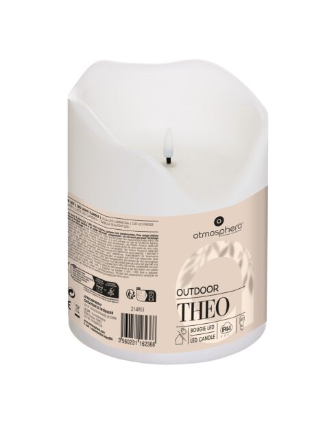 Bougie led Theo blanc extérieur - H.20 cm