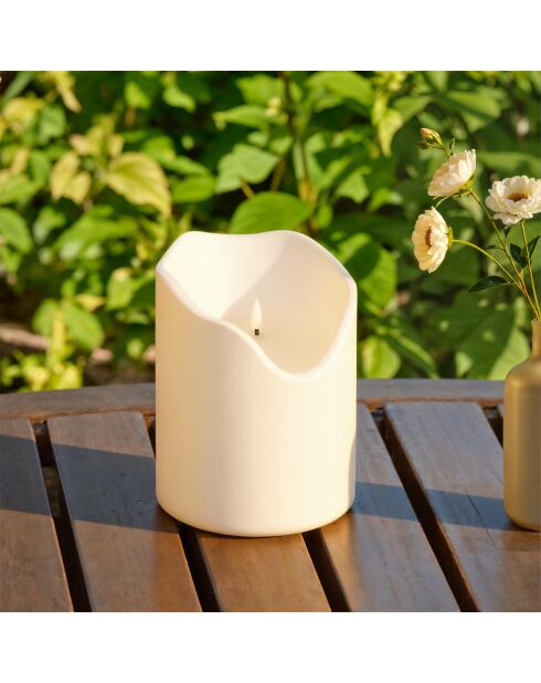 Bougie led Theo blanc extérieur - H.20 cm