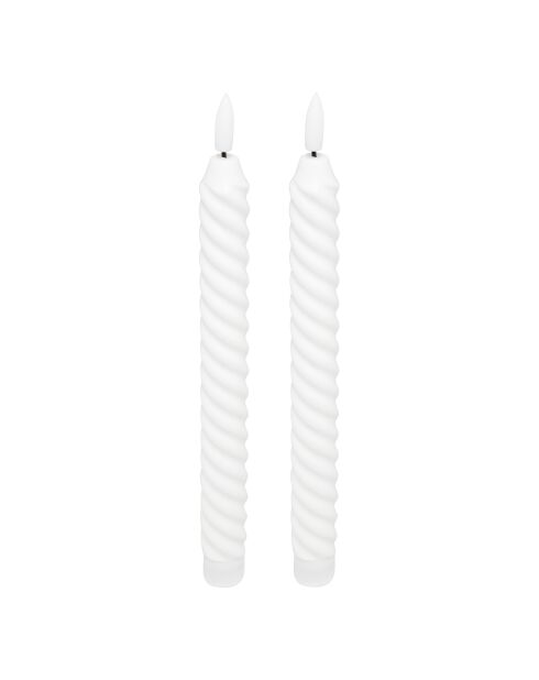 Lot de 2 bougies led bâton Twist Aloe blanches - H.22 cm