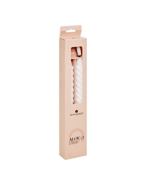 Lot de 2 bougies led bâton Twist Aloe blanches - H.22 cm