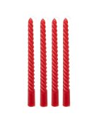 Lot de 4 bougies bâton Twist Hugo rouge - H.25 cm