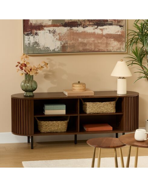 Meuble à Tv 2p effet noyer Alcove marron - 13,7 x 48,4 x 150,8 cm