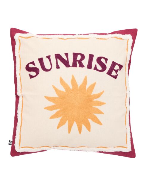 Lot de 2 coussins en coton brodé Sunrise rouges - 40x40 cm