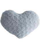 Lot de 2 coussins cœur bouclé gris - 28x36 cm