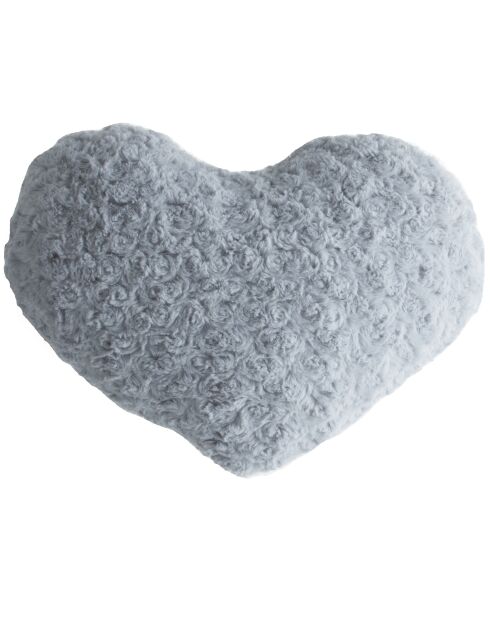 Lot de 2 coussins cœur bouclé gris - 28x36 cm