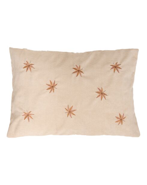 Lot de 2 coussins côtelés brodés automne ivoire - 38x58 cm