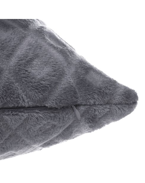 Lot de 2 coussins flanelle 3D Losange gris - 40x40 cm