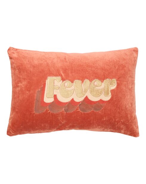 Lot de 2 coussins en velours coton brodés Fever Night orange - 38x58 cm