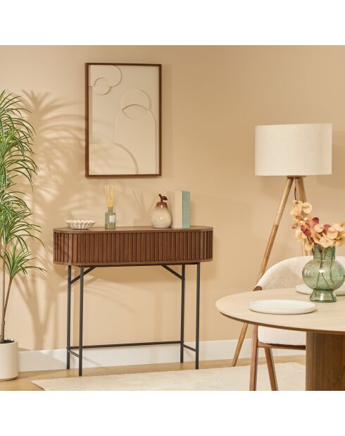 Console 2p effet noyer  Alcove marron - 38,4 x 12,9 x 110,7 cm
