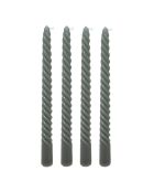 Lot de 4 bougies bâton Twist Hugo vertes - H.25 cm
